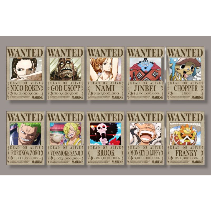 Jual Poster bounty kru Mugiwara no Luffy yang terbaru/after wano