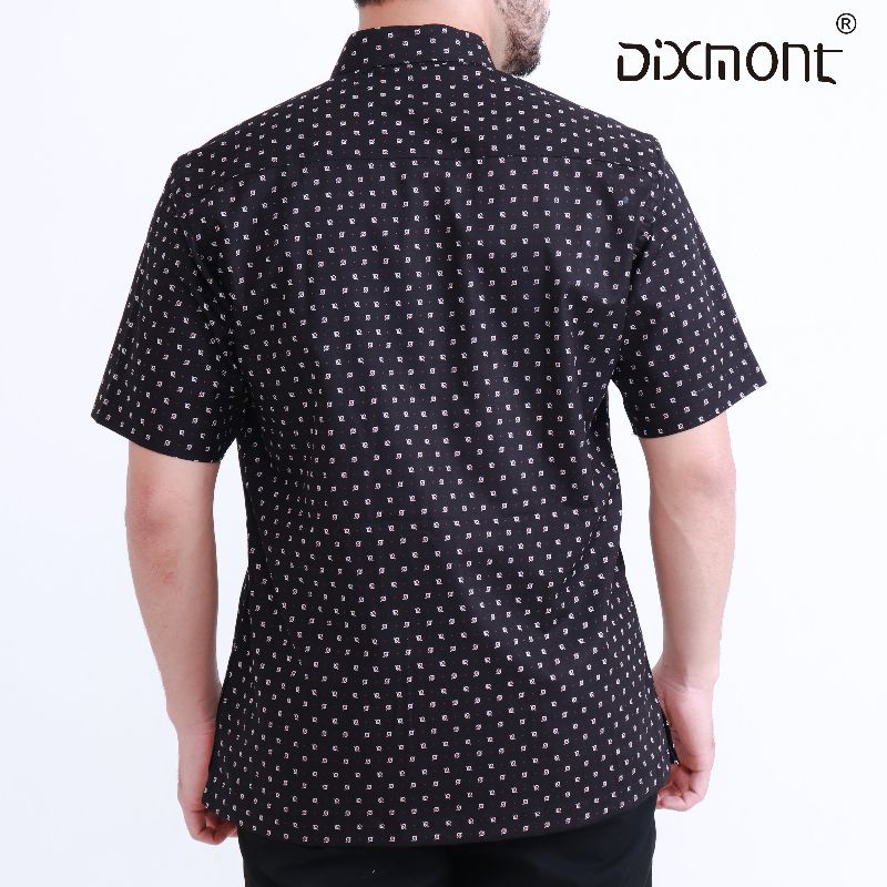 Dixmont Kemeja Pria Basic Formal Motif Lengan Pendek Hem MS02521