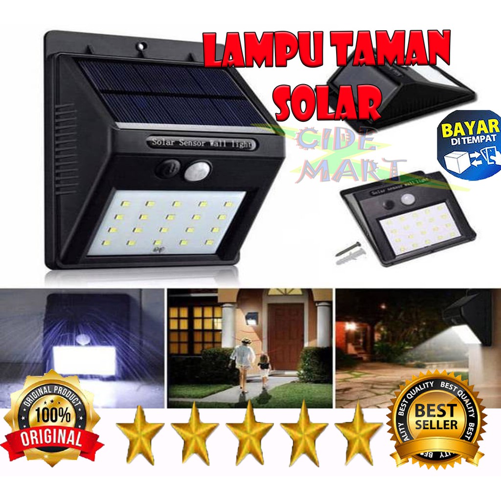 Lampu Taman SOLAR Tempel Dinding Tangga Power TENAGA SURYA Matahari non Sensor Gerak Nyala Cahaya Mati