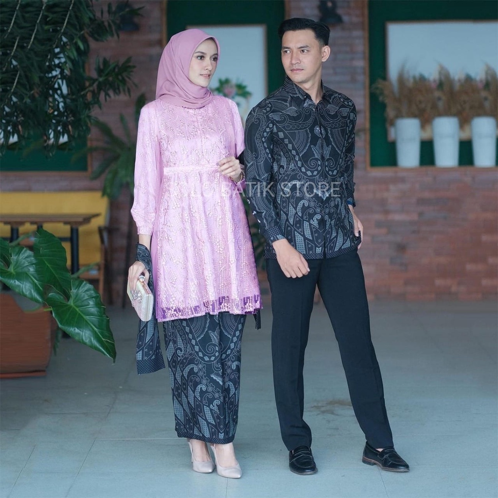 {NEW ARIVAL} Maura Couple - Sania Ruffle Batik Couple Ori Ndoro Jowi DNT Garansi Termurah Shopee - COUPLE AUREL YASMINE