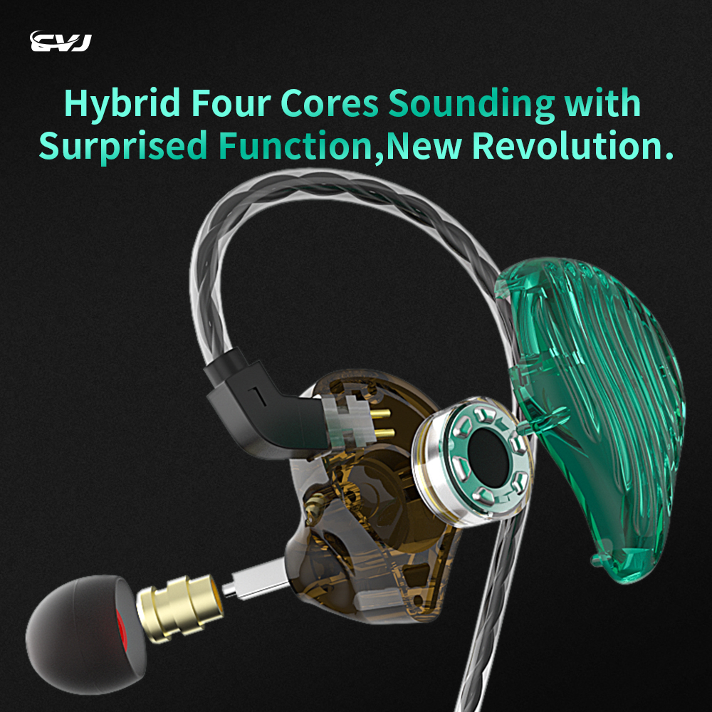 Earphone In Ear CVJ CSE 2BA+1DD Hybrid 4 Core HIFI+Sambungan 2PIN 0.75MM ZSX ZS10PRO BL03 BL05 BA5