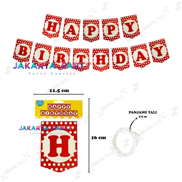 Banner HBD Polkadot / Bunting Flag HBD Polkadot / Party Flag HBD