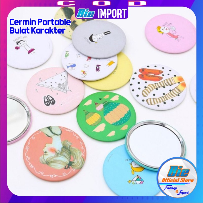 Cermin Portable Bulat Karakter Impor Best Seller