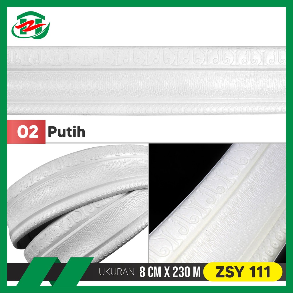 Hongzhuo 230cm Wallborder Wall List 230x8x1,2cm Foam 3D Motif Elegan-PUTIH- ZSY111