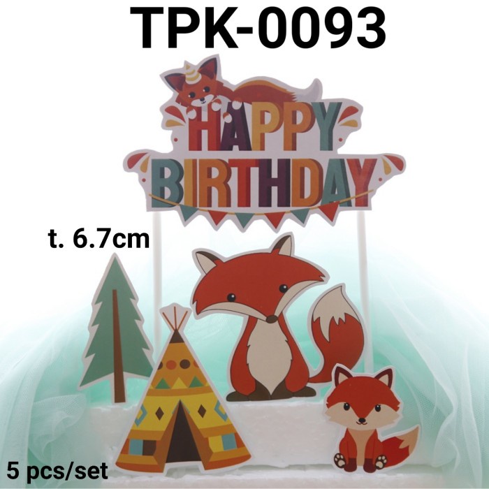 

TPK-0093 CAKE TOPPER KERTAS HIASAN KUE BINATANG FOX RUBAH HUTAN HEMAT