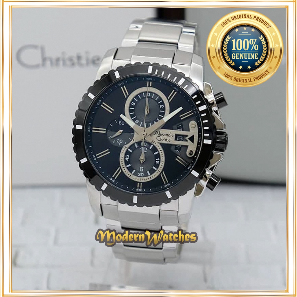 Jam Ori Pria Alexandre Christie AC 6532 Jam Tangan Pria Blue Silver Biru Terbaru Terkeren Cowok 4,2 