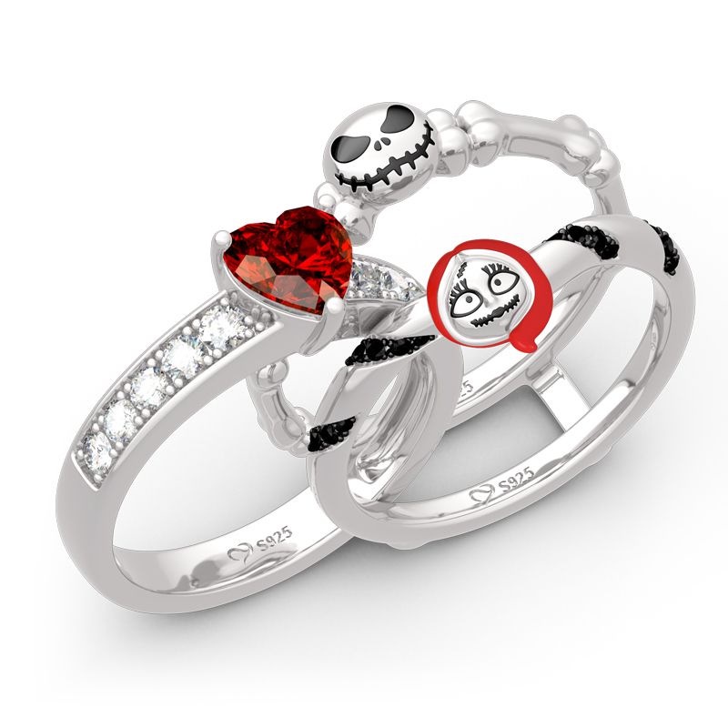 Hot selling Halloween pumpkin funny heart-shaped red zircon ring