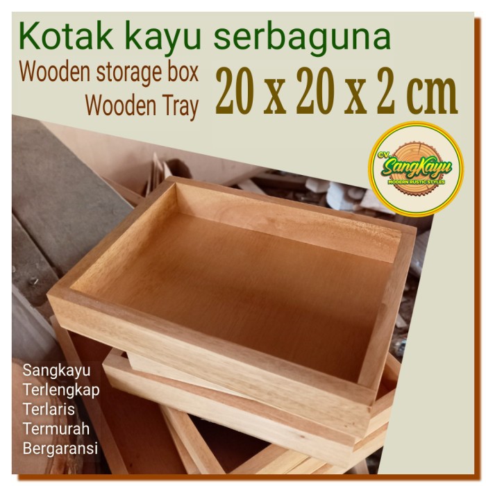 Wooden Tray 20x20x2 cm nampan kayu kotak seserahan kotak hantaran