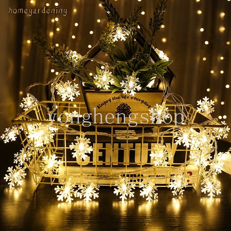 Lampu String LED 2 / 3M Bentuk Snowflake Untuk Dekorasi Pohon Natal