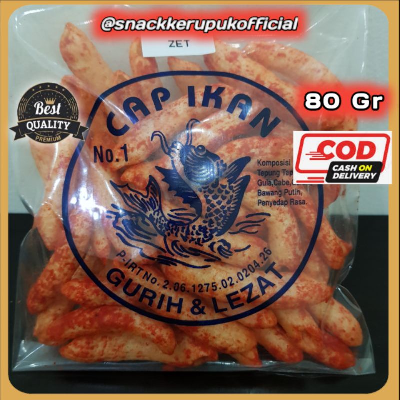 

Snack Kerupuk Model Zet Cap Ikan Keripik Pedas Balado 80 Gr
