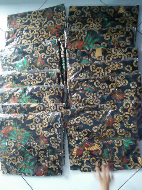 Grosir Batik Hrb026 Kenongo Kemeja Tosca Pendek Pekalongan Padi M L Xl Sogan Prin Halus Kemeja Batik