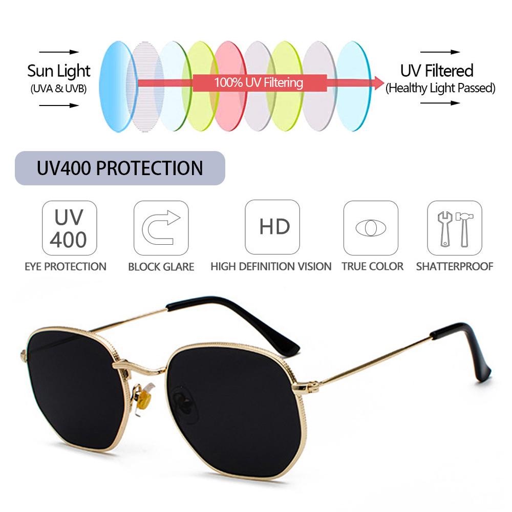 Suyo Kacamata Kotak Kecil UV400 Kacamata Bingkai Logam Eyewear Sun Glasses