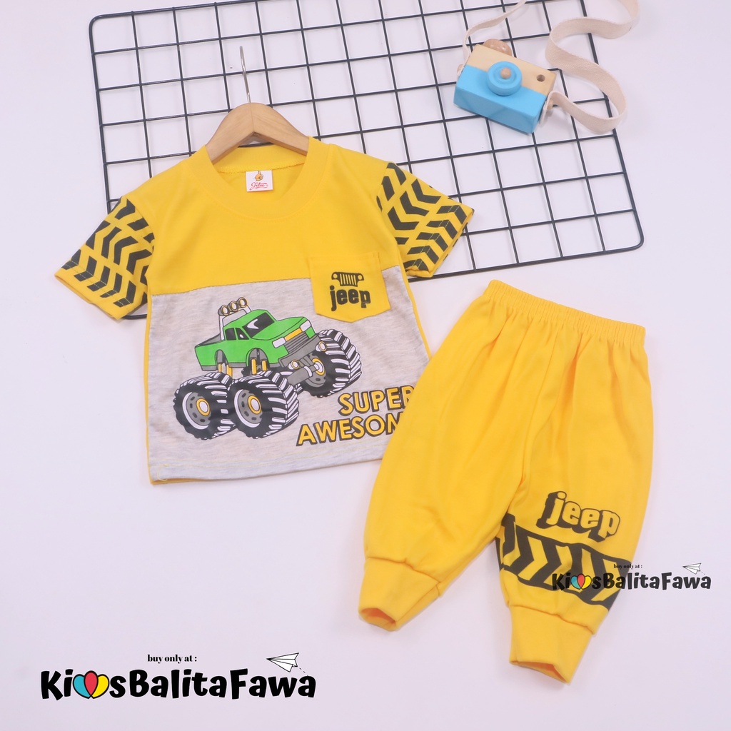 Setelan Pokopow uk 3-18 Bulan / Kaos Karakter Export Branded Bayi Laki Laki Baju Set New Born SNI Import