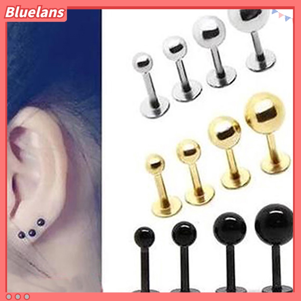 Bluelans Ear Studs Simple Easy Matching Titanium Steel Barbell Shape Helix Tragus Women Earrings