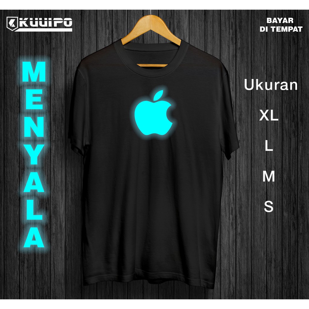 Kaos glow in the dark big apple / fashion pria / logo apel besar / iphone / baju distro cowok murah