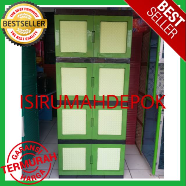 Lemari Baju Pakaian Plastik BESTOP CORTEZ Tabitha JUMBO 3 / 4 Susun Rotan Tikar Modern Minimalis