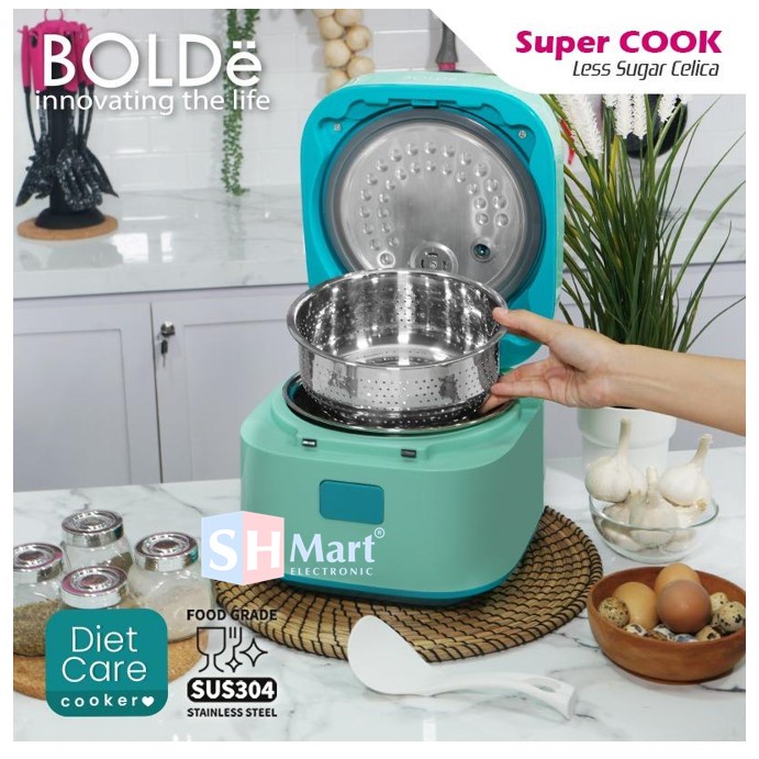 BOLDE RICE COOKER SUPER COOK LESS SUGAR CELICA KAPASITAS 1,2 LITER GARANSI RESMI (MEDAN)