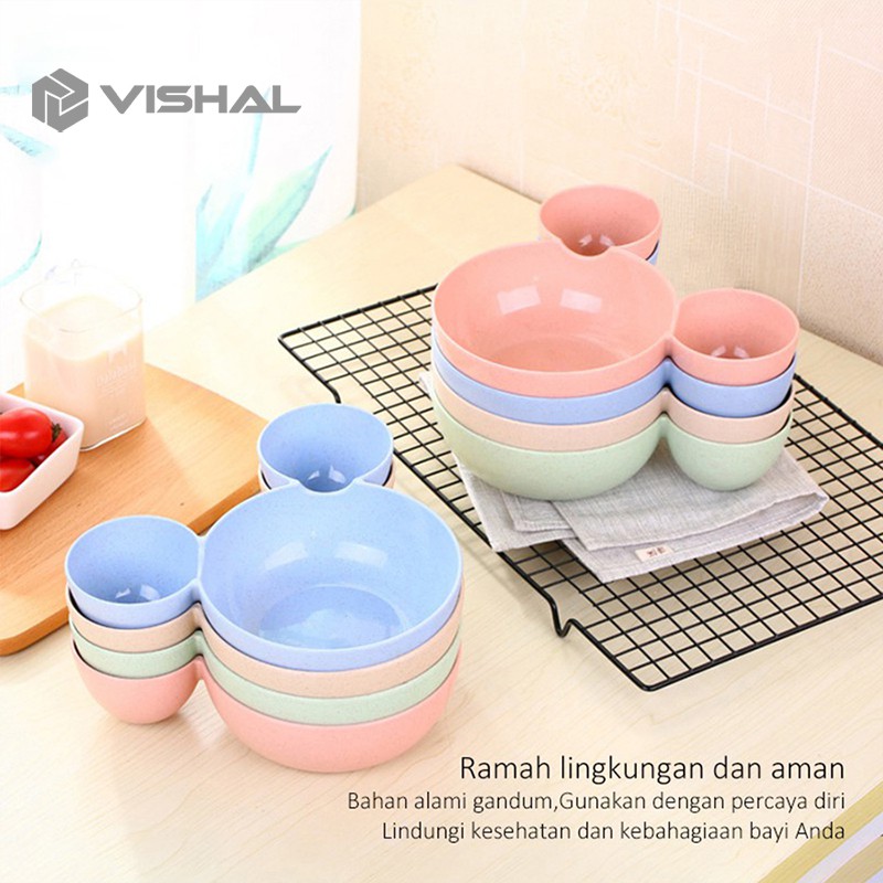 VISHAL Mangkok Set Peralatan Makan Anak 4 in1Bahan Jerami Gandum Children Tableware Piring VS-25