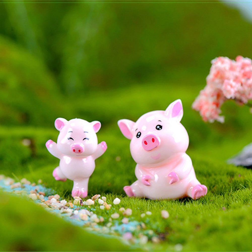 【 ELEGANT 】 Patung Resin Animal Craft Figure Aksesoris Home Decor Dekorasi Keluarga Babi Lucu