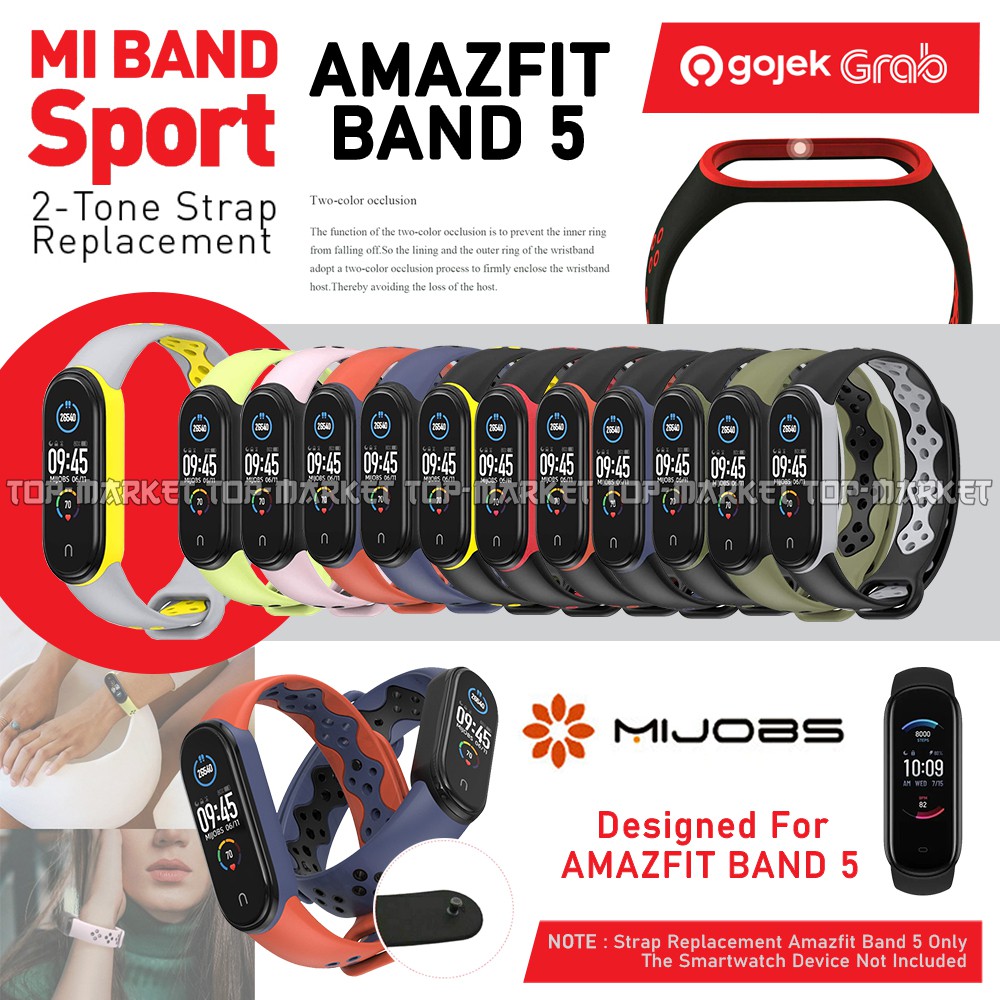MIJOBS SPORTS DUAL TONE Rubber Strap for AMAZFIT BAND 5 Silicone Tali Silikon