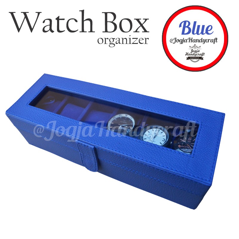 Benheur Blue Watch Box / Kotak Tempat Jam Tangan Isi 6