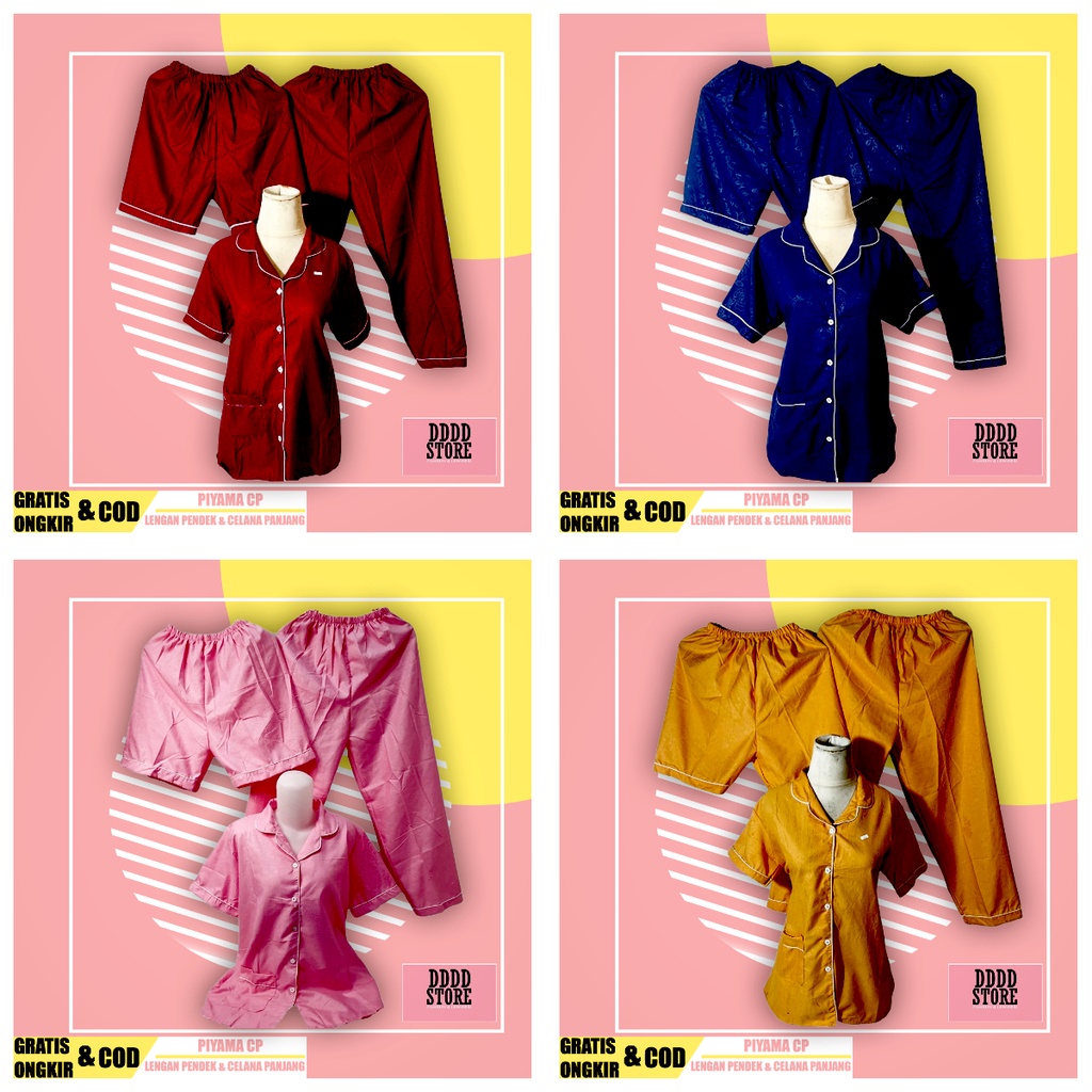 BAJU TIDUR WANITA / PIYAMA WANITA SATIN EMBOS 3IN1