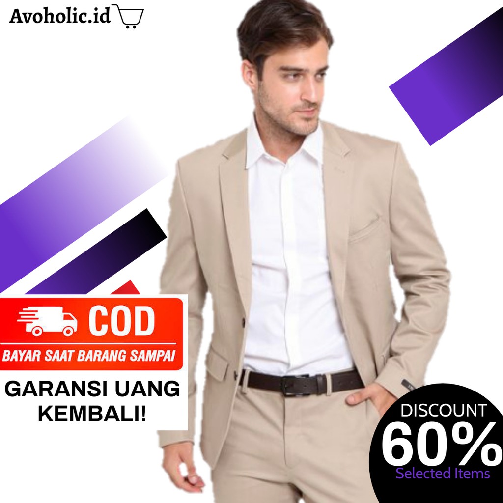 JAS PRIA JAS MURAH BLAZER PRIA SLIMFIT JAS MURAH JAS KANTOR VARIASI CREAM COKLAT MOCCA MILO