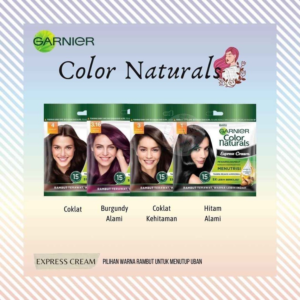 GARNIER Naturals Hair Color Sachet - Hitam Cokelat Biru Merah Ungu Cat / Pewarna Rambut)