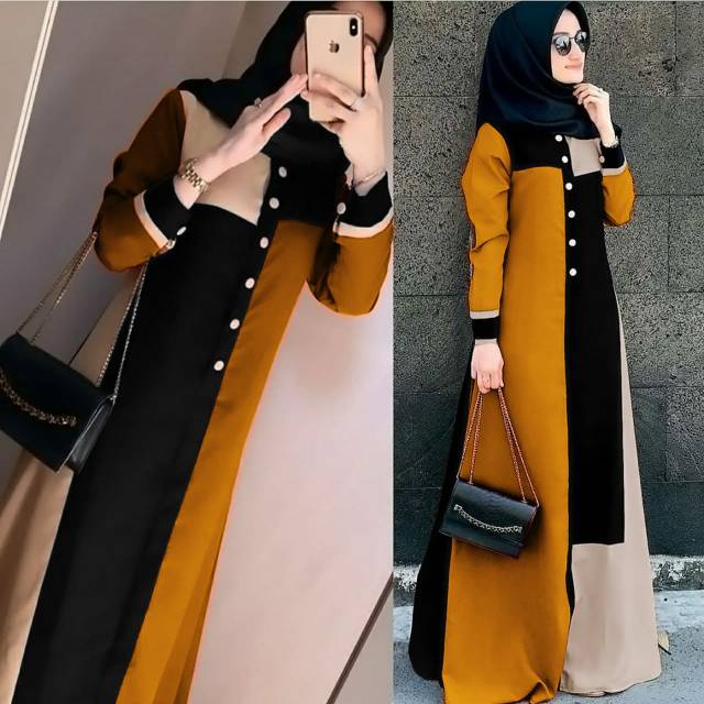 baju gamis wanita dress muslim terbaru Baju Gamis Muslim Marwah Javina Maxi Model Terbaru M L XL baj