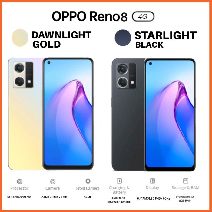 OPPO RENO 8 5G &amp; 4G RAM 13GB 8GB + 5GB ROM 256GB 13/256 8/256 GB GARANSI RESMI