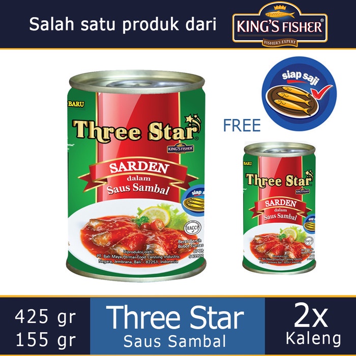 

f0fjhubfe00 Paket Buy 1 Get 1 Three Star Sarden Mini Saus Sambal Makanan Kaleng DsGk