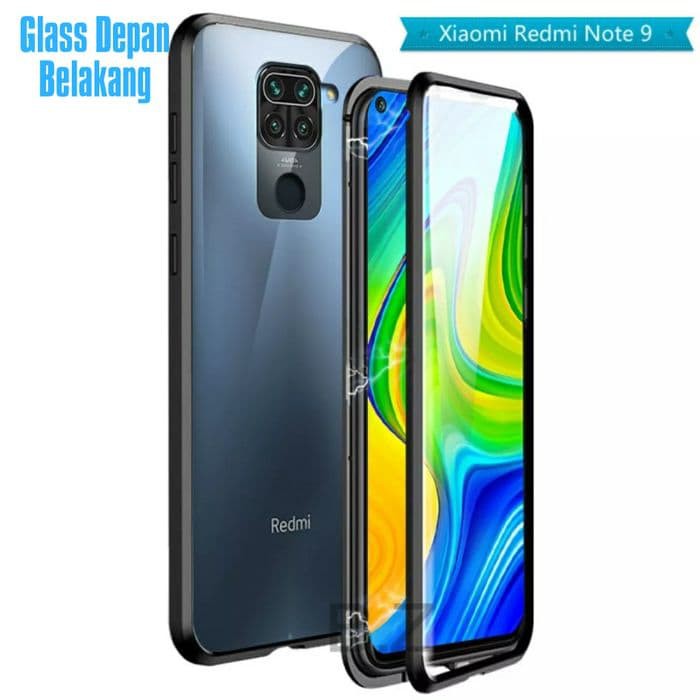 Case Magnetic DEPAN BELAKANG Xiaomi Redminote 9 Premium Case 2in1 Double Glass