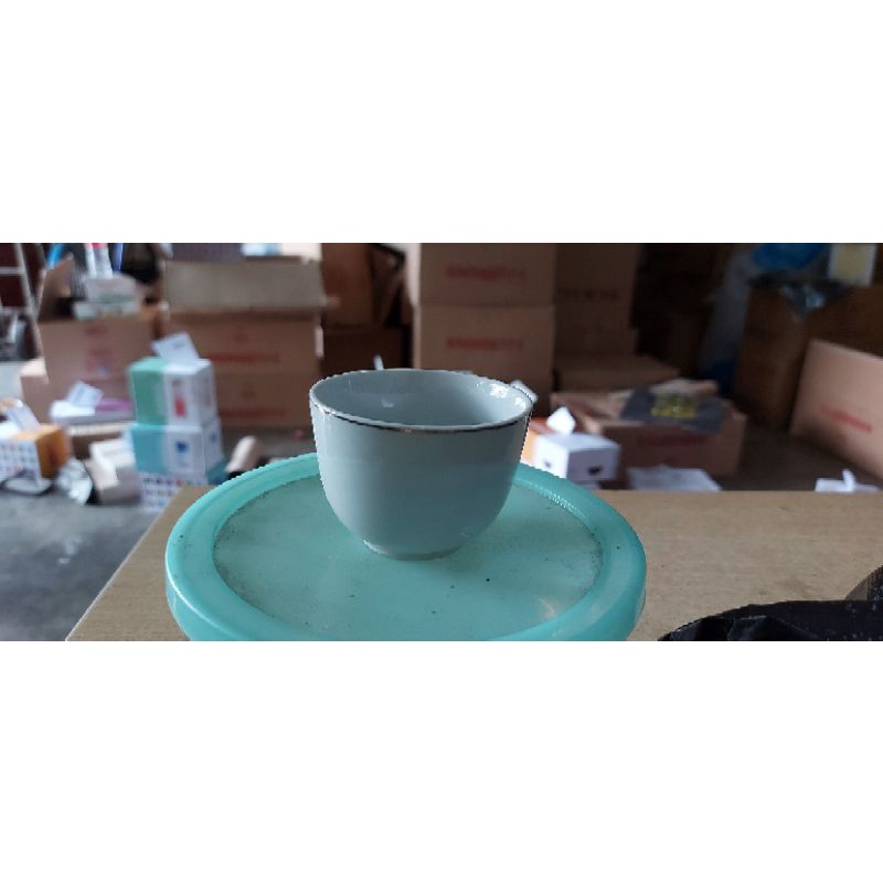 12 Pcs Cangkir Teh DimSum / Cangkir Cetakan Kue Mangkok / Cangkir Keramik Cina Putih Polos Lismas