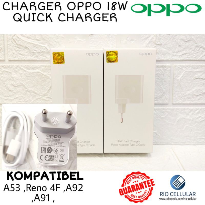 Charger Oppo A53 18W Quick Charger Original 100%