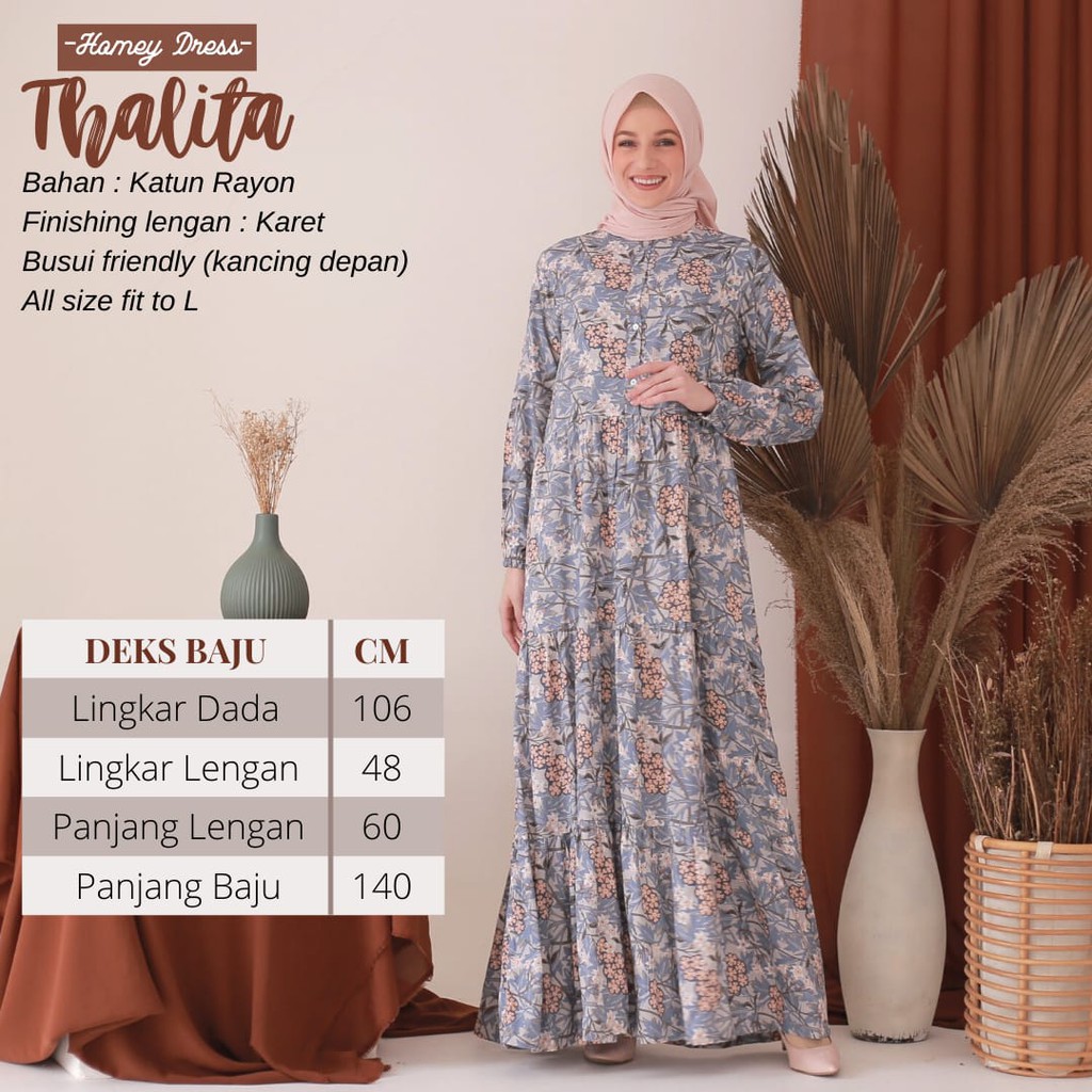 Homey Dress Rayon THALITA Gamis Dewasa Motif