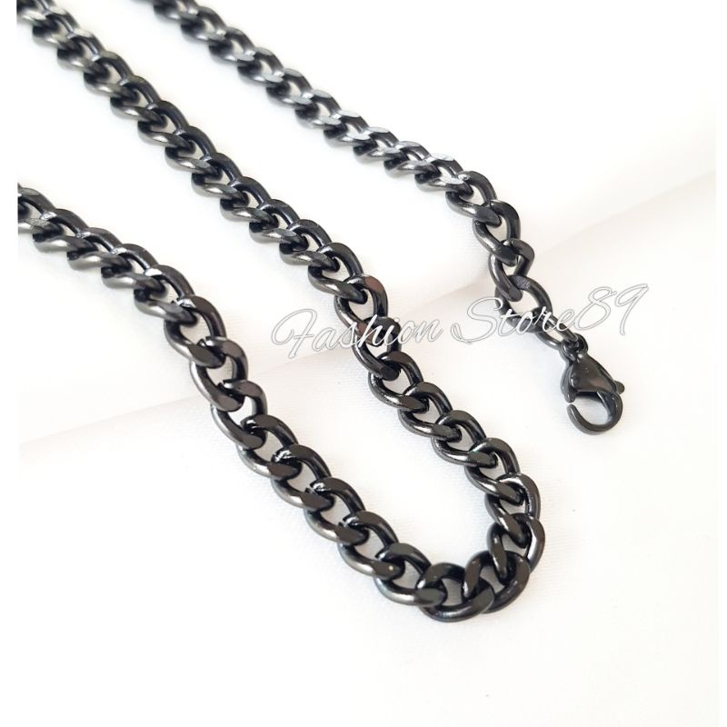 Kalung Rantai Hitam Titanium Impor Antikarat Bestquality premium Titanium Black Kalung Pria Wanita