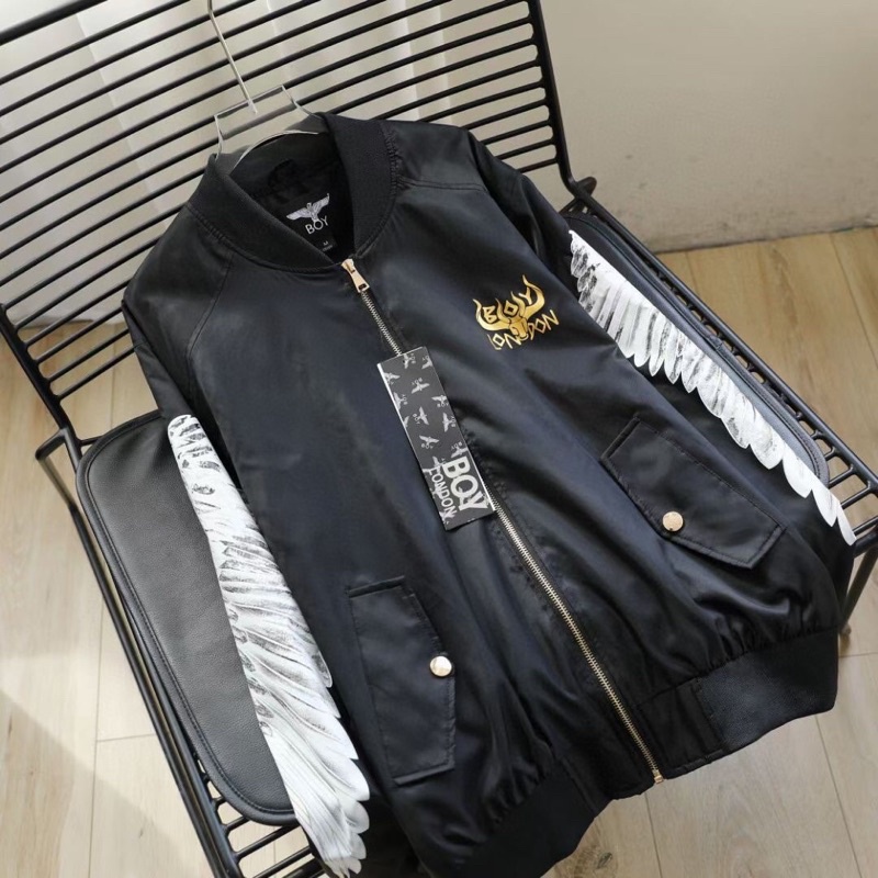 BOY32 JAKET ZIPPER BOY LONDON IMPORT GOLD ON BLACK PRIA WANITA INGGRIS