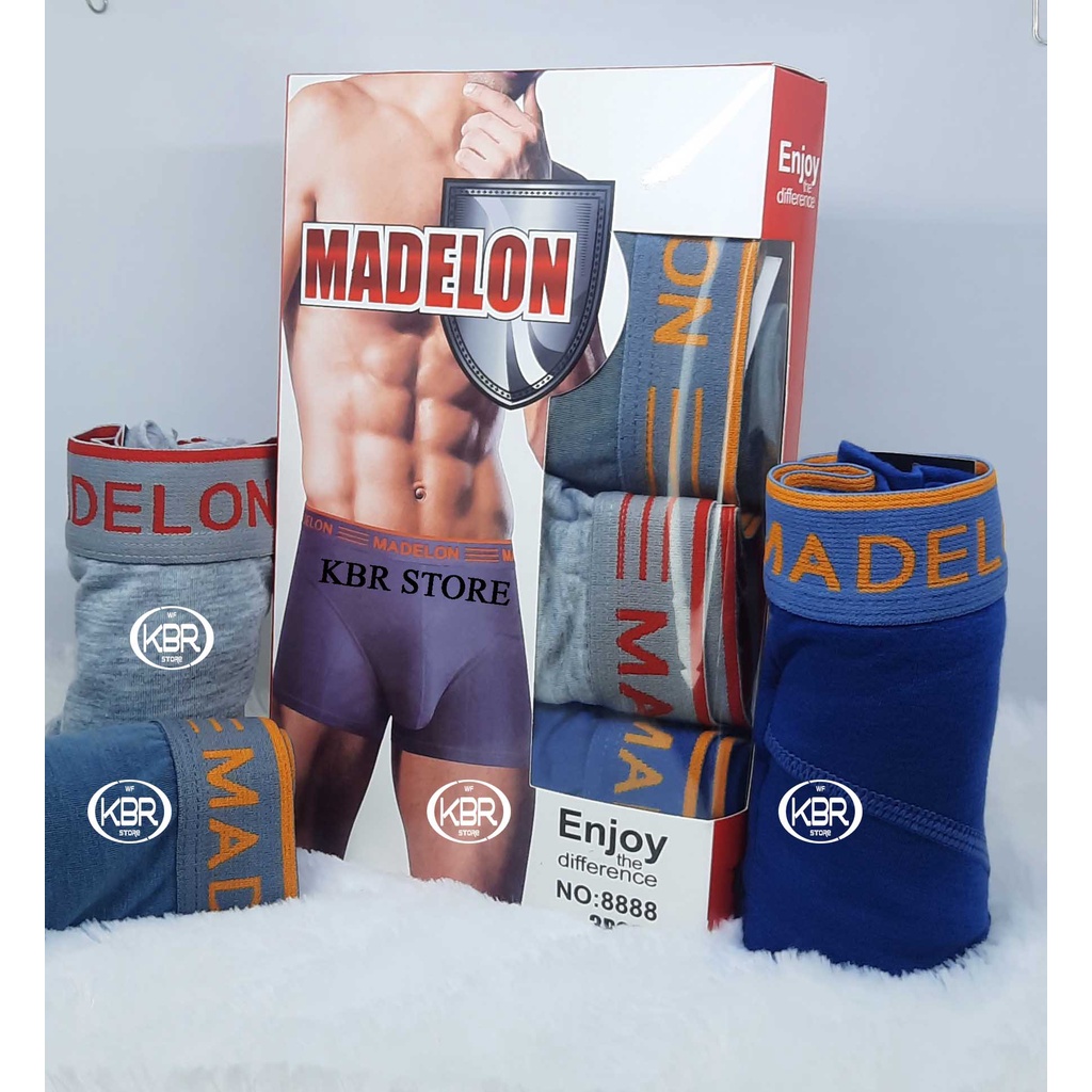 WF STORE  Celana Dalam Pria 3PCS MADELON Art 8880 CD BOXER PRIA [Size M L XL &amp; Jumbo ]