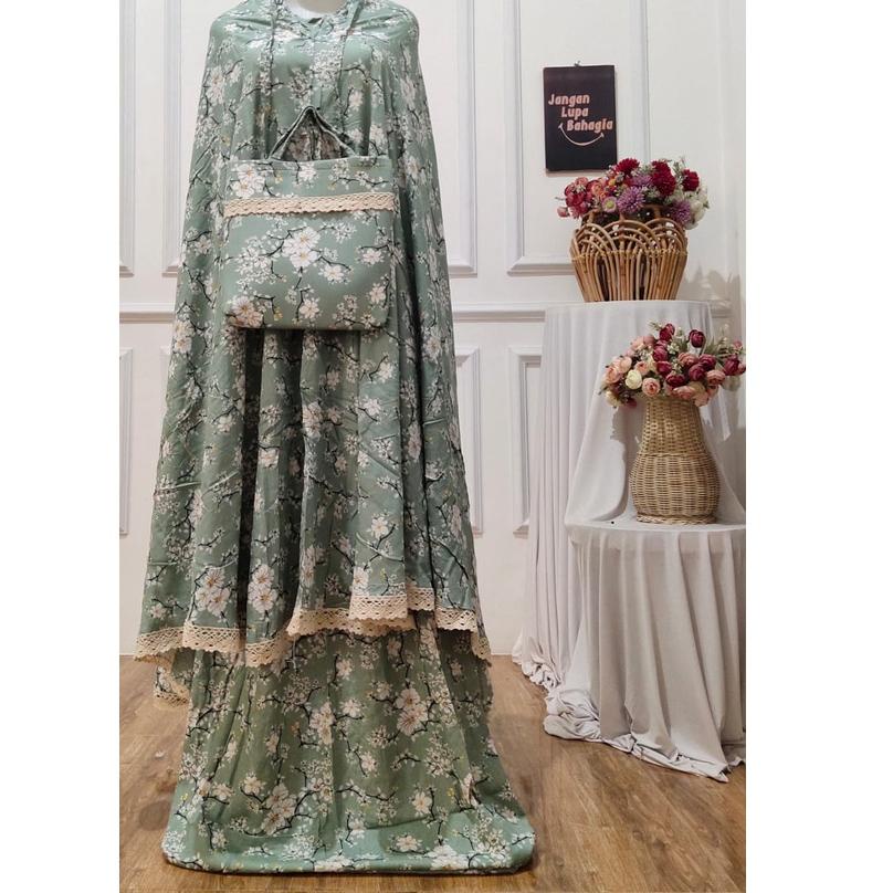 RAS.20Au22м • MUKENA RAYON DEWASA MOTIF BUNGA MELATI RENDA KECIL MURAH/ MUKENA RAYON PREMIUM