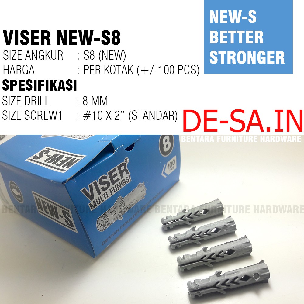 Viser S8 / Viser New S8 (1Box = 100pcs) - Angkur Dinding Betok Tembok Bata