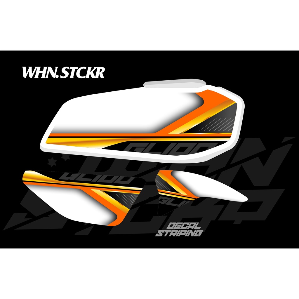 STRIPING HONDA GL 100 PUTIH OREN