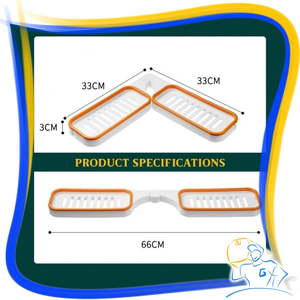 Rak Sabun Kamar Mandi Toilet Serbaguna Bentuk Sudut Persegi Tempel