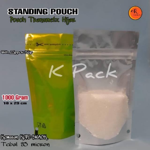 Standing Pouch Transmetz Green 18x29cm