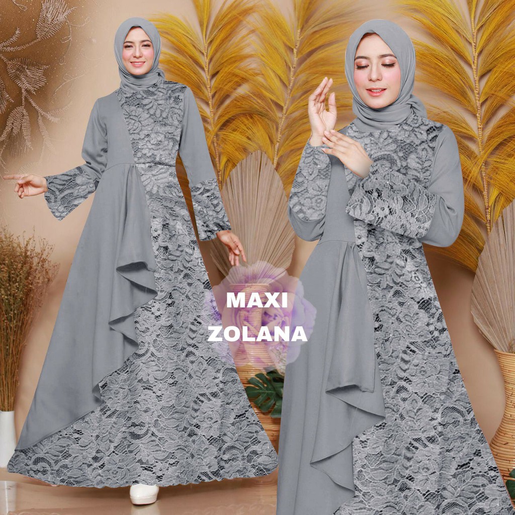 MAXI ZOLANA GAMIS WANITA / PAKAIAN MUSLIM / LENGAN PANJANG