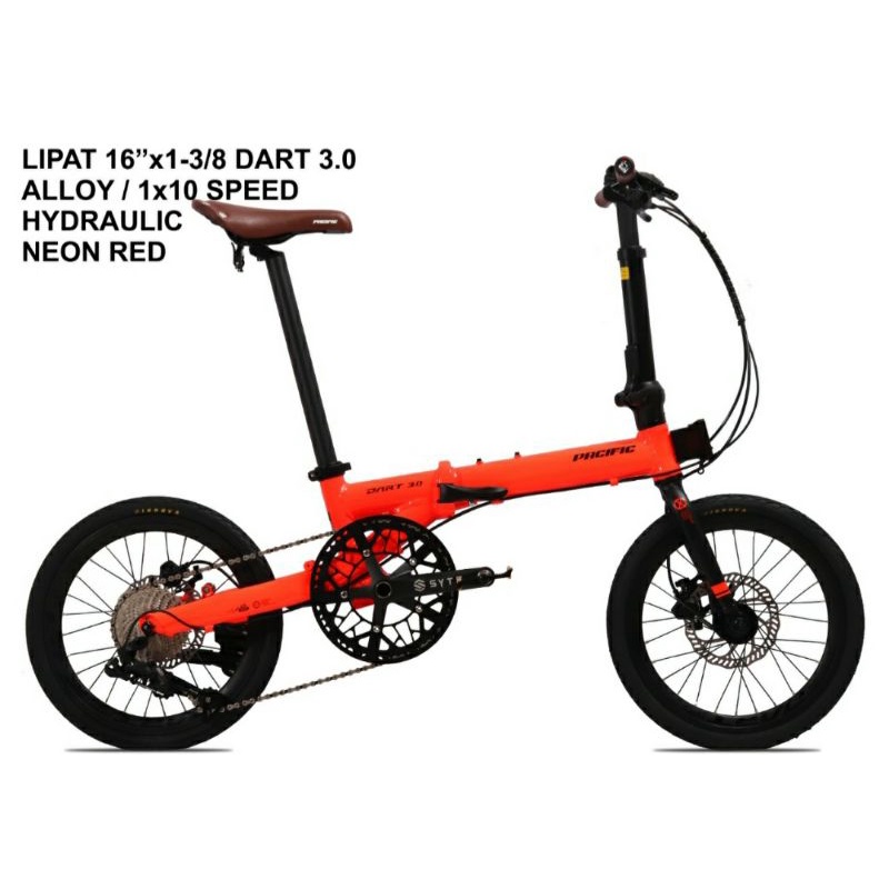 Sepeda Lipat 16 inch Pacific Dart 3.0 Frame Alloy 10 Speed Hidrolik Double Disc