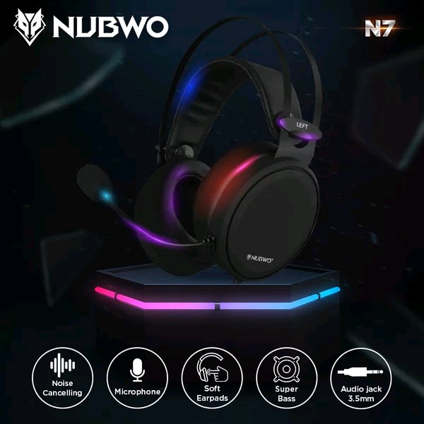 Nubwo N7 Xiberia Headphone Gaming with Noise Cancelling Microphone Mic Black Hitam Headset