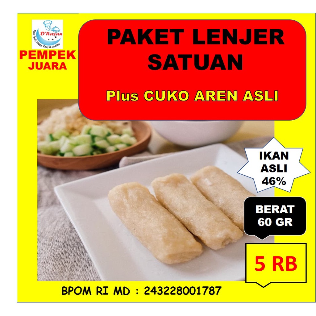 Pempek Lenjer Kecil Satuan/ Pempek Palembang Asli/ Empek-empek Palembang Enak