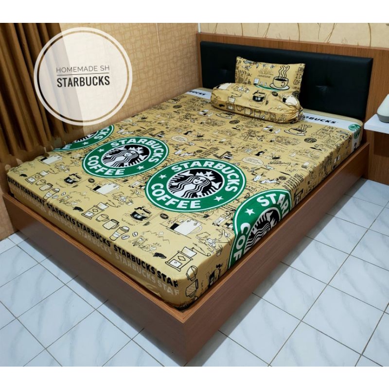 Sprei Homemade motif Starbucks size120x200 160x200 180x200 Terbaru bisa COD