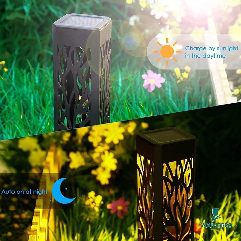 YOUNGPRO Lampu Taman Rechargeable Outdoor Tenaga Surya Lampu Hias LED Dekorasi Aesthetic Kamar Ruang Tamu Motif Daun Tenaga Solar Cell Tanpa Listrik Garden Lights Lawn for Patio Yard and Garden YFL-05