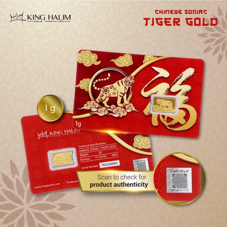 Logam Mulia Emas King Halim 1 Gr - Chinese Zodiac Tiger Gold